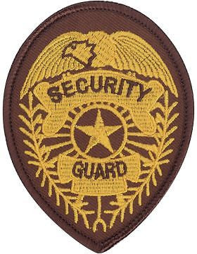 Novelty (U-N218A) Security Guard 3.75" x 2.75" Badge Gold on Brown