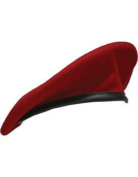 Beret (BT-E05/11) Dark Red with Leather Sweatband Size 7 3/4" (Lined)