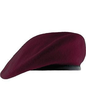 Beret (BT-P06/04) Maroon with Leather Pre Shaped Size 6 7/8" (Unlined)
