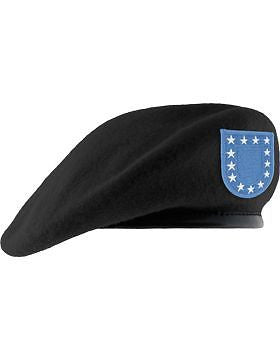 Beret (BT-DF02/03) Black with Army Flash Size 6 3/4" (Unlined)