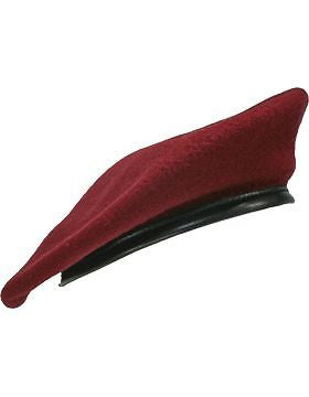 Beret (BT-E06/06) Maroon with Leather Sweatband Size 7 1/8" (Lined)
