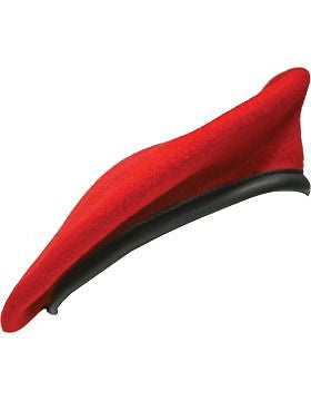 Beret (BT-E10/07) Scarlet with Leather Sweatband Size 7 1/4" (Lined)