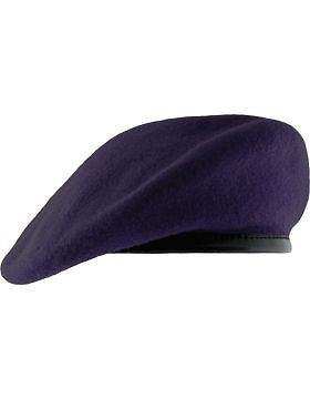 Beret (BT-D20/04) Purple with Leather Sweatband Size 6 7/8" (Unlined)