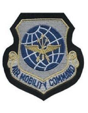 USAF Patch (AF-P02B) Air Mobility Command Full Color On Leather with Fastener
