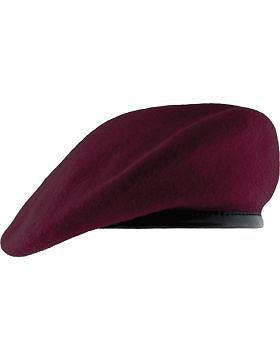 Beret (BT-P06/02) Maroon with Leather Pre Shaped Size 6 5/8" (Unlined)