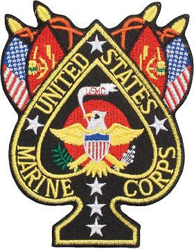 N-456 United States Marine Corps Spade with Eagle & Flags Patch Black 4"