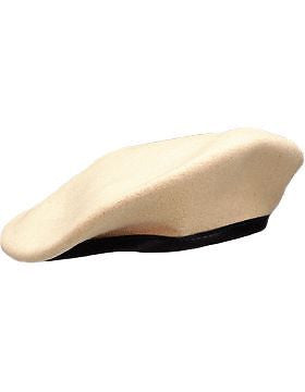 Beret (BT-E09/11) Khaki with Leather Sweatband Size 7 3/4"  (Lined)