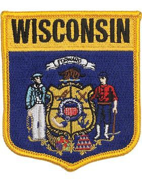 Wisconsin 3 3/4" Shield (N-SS-WI1) with Gold Border