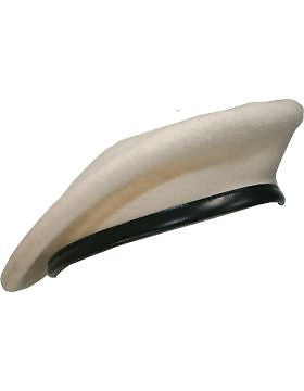Beret (BT-E01/10) White with Leather Sweatband Size 7 5/8" (Lined)