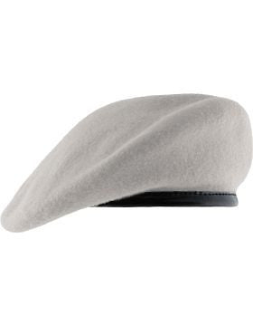 Beret (BT-D01/11) White with Leather Sweatband Size 7 3/4" (Unlined)