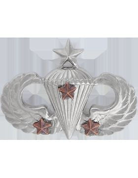 No-Shine Badge (NS-308-3) Senior Parachutist with 3 Combat Stars