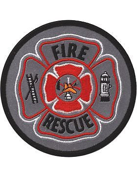 Novelty (U-N418) Fire Rescue Shield Patch Gray