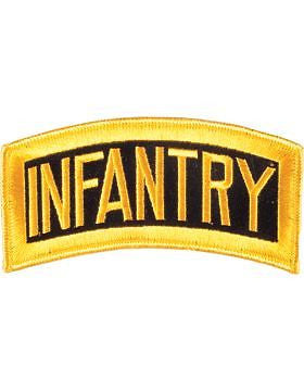 N-124 Infantry Tab Gold on Black 5 1/2" x 2"
