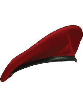 Beret (BT-E05/08) Dark Red with Leather Sweatband Size 7 3/8" (Lined)