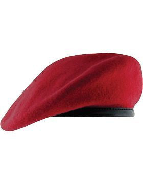 Beret (BT-D10/06) Scarlet with Leather Sweatband Size 7 1/8" (Unlined)