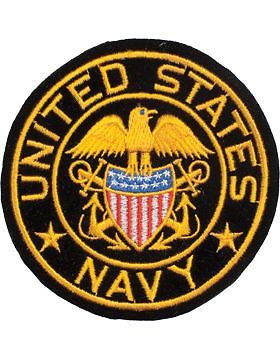 N-460 United States Navy with Eagle and Shield Round Patch Black 4"