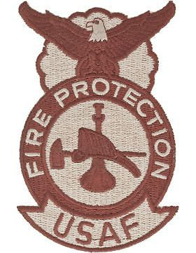USAF Fire Protection Patch (AF-P109D) Bugle Hat & Axe Desert
