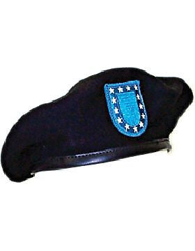 Beret (BT-PF02/03) Black with Leather Pre Shaped Size 6 3/4" (Unlined)