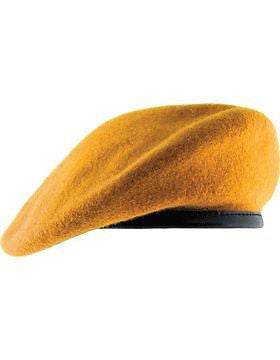 Beret (BT-D11/11) Gold with Leather Sweatband Size 7 3/4" (Unlined)