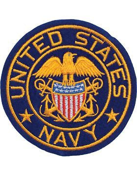 N-459 United States Navy with Eagle and Shield Round Patch Blue 4"