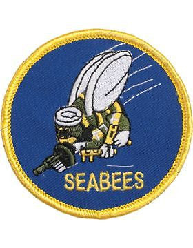 N-405 Seabees Round Patch with Gold Border 3"