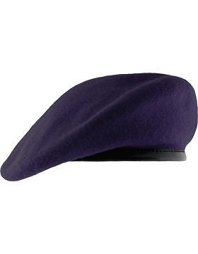 Beret (BT-D20/09) Purple with Leather Sweatband Size 7 1/2" (Unlined)