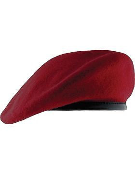 Beret (BT-D05/08) Dark Red with Leather Sweatband Size 7 3/8" (Unlined)