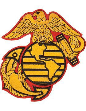 N-465 United States Marine Corps Globe and Anchor Patch Gold on Red w/ Black 6"