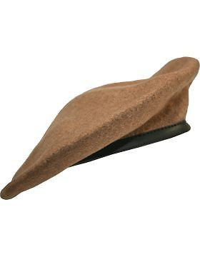 Beret (BT-E19/11) Ranger Tan with Leather Sweatband Size 7 3/4" (Lined)