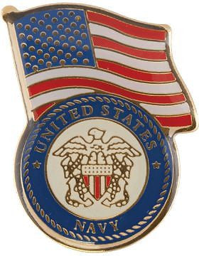 No-Shine (NS-TF02) U.S. Navy with American Flag Lapel Pin