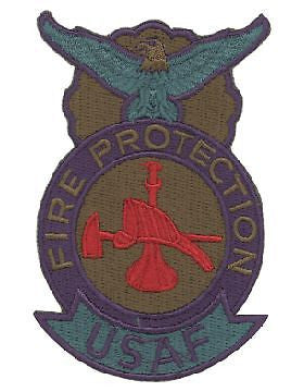 USAF Fire Protection Badge (AF-P109S) Bugle Hat & Axe Subdued