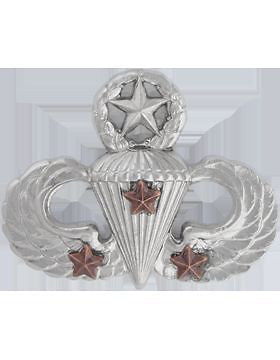 No-Shine Badge (NS-309-3) Master Parachutist with 3 Combat Stars